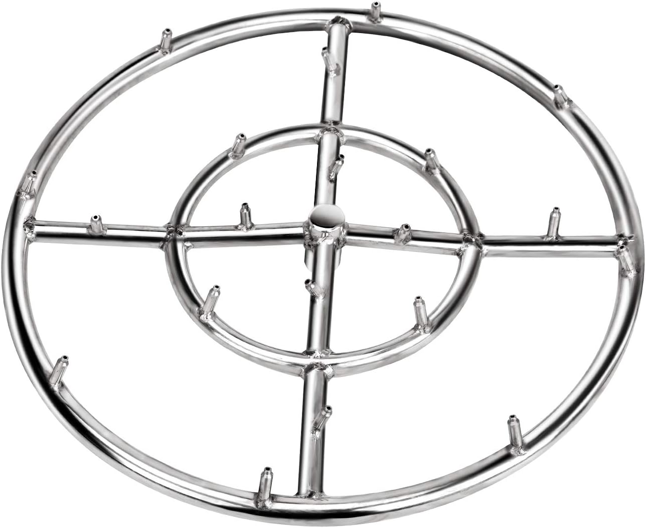 Stanbroil 12" High Flame Round Jet Burner Ring for Natural or Propane Gas Fire Pit, 304 Series Stainless Steel, Double Ring-VerdiqueGarden