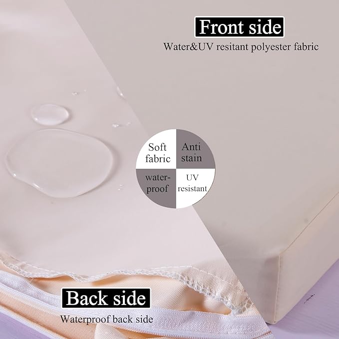 Patio Chair Cushions Non Slip Bottom Chair Pad with Ties Waterproof Square Outdoor Seat Cushion Replacement for Garden Swing Furniture Set of 2 18 x18 Inch, Beige-VerdiqueGarden