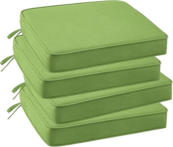 Outdoor Sunbrella Square Corner Seat Cushion, 18.5"x16"x3", Set of 4, Non Slip Seat Cushion Pads with Removable Cover for Patio Furniture, Garden Yard Lawn, Canvas Ginkgo-VerdiqueGarden