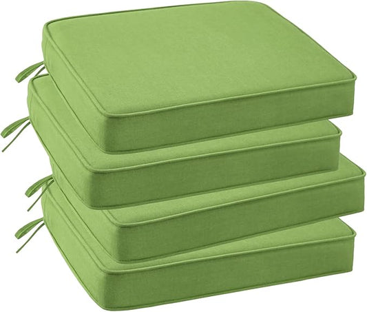 Outdoor Sunbrella Square Corner Seat Cushion, 18.5"x16"x3", Set of 4, Non Slip Seat Cushion Pads with Removable Cover for Patio Furniture, Garden Yard Lawn, Canvas Ginkgo-VerdiqueGarden