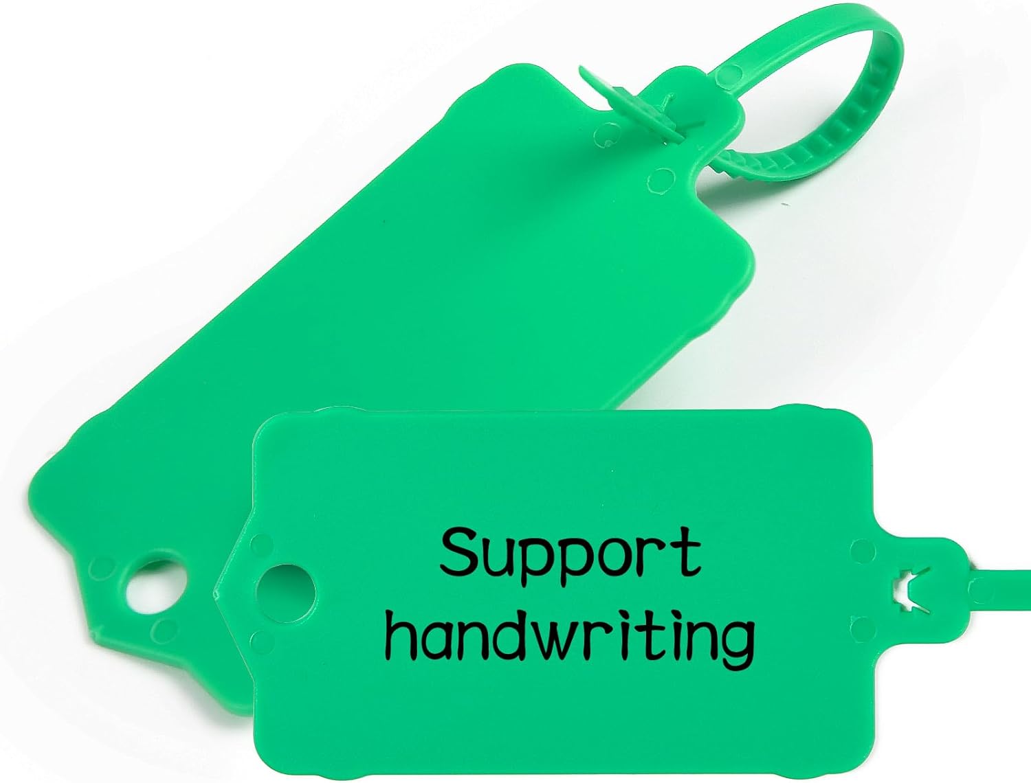 100pcs Blank Plastic Tags for Labeling Reusable Hanging Tags Ties Key Tag Storage Labels Waterproof Plastic Mark Label Writable Hang Sign with One Marker Pen (Green)-VerdiqueGarden