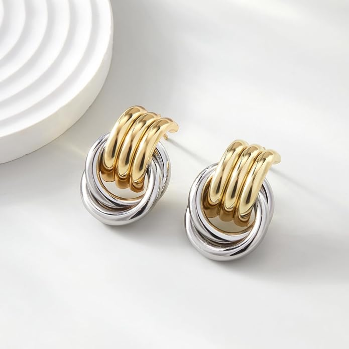 Geometric Earrings for Women, Chunky Dangle Earrings Trendy Vintage Statement Earrings Dupes Jewelry for Women