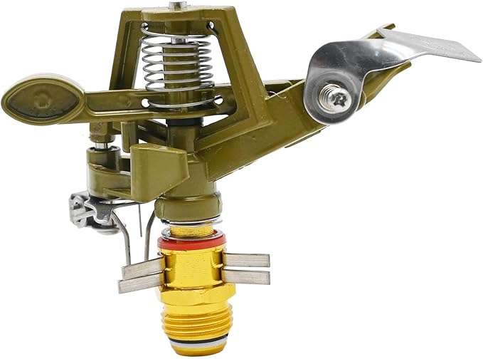 1/2 Inch Brass Impact Sprinkler with Nozzles Adjustable 0-360 Degree Coverage Pattern Heavy Duty Lawn Sprinkler Head for Yard Lawn Grass Patio Garden Irrigation (1Pcs)-VerdiqueGarden