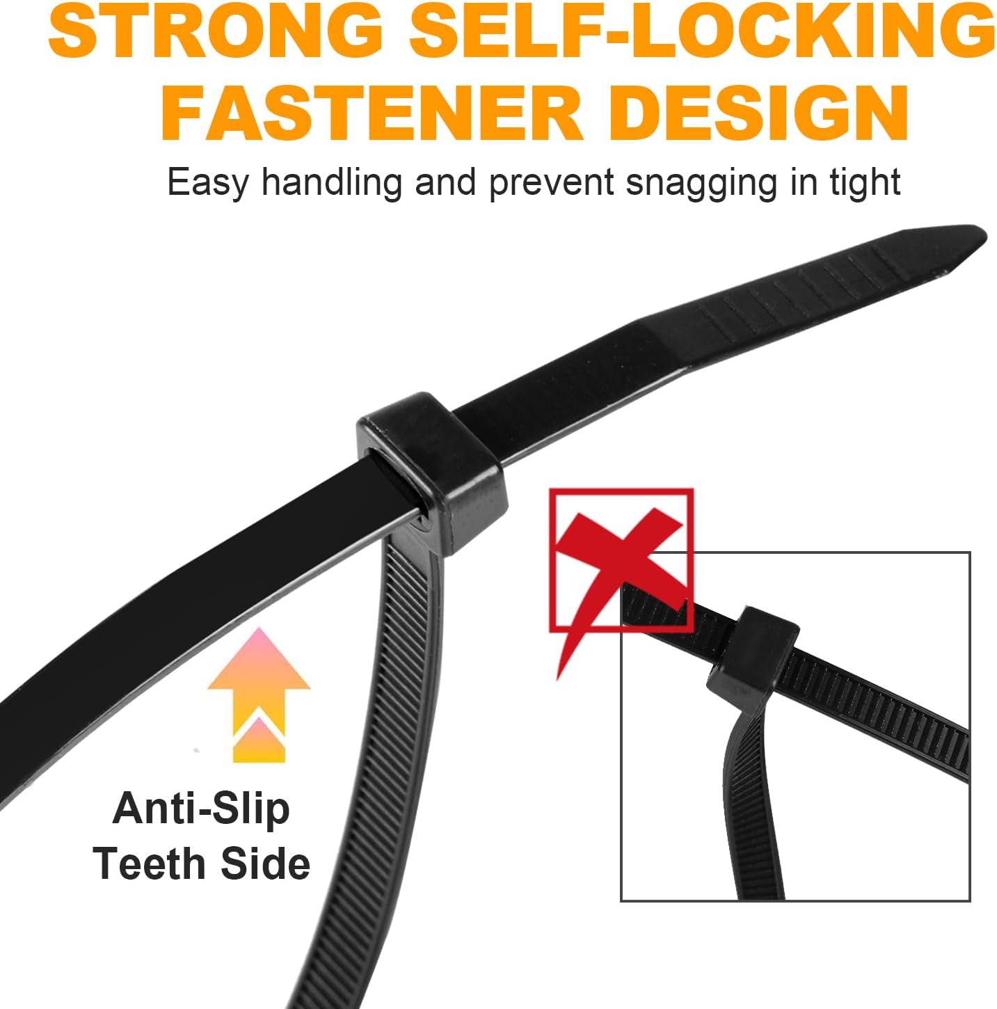 1200pcs Black Cable Zip Ties 12 Inch, Heavy Duty Plastic Nylon Tie Wraps with 50lb Tensile Strength for Indoor & Outdoor-VerdiqueGarden