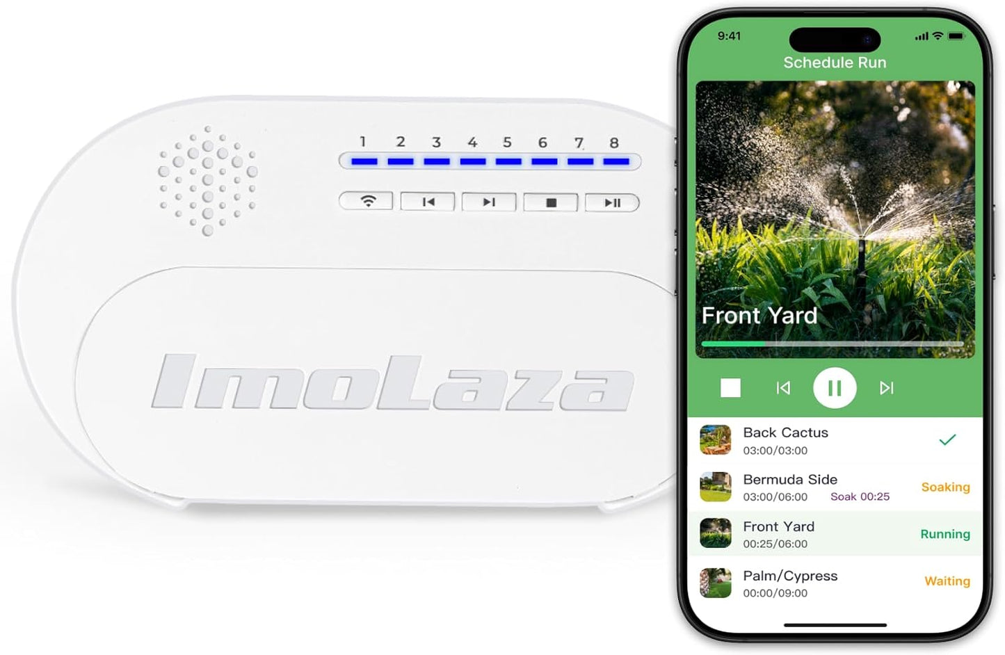 ImoLaza 6-Zone Indoor Smart WiFi Sprinkler System Controller, Easy Install Irrigation Timer for Lawn & Garden, Water-Saving Automatic Sprinkler Timer/Controller with Mobile App, Compatible with Alexa-VerdiqueGarden