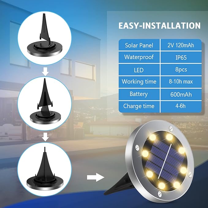 Solar Outdoor Lights 12 Packs, Waterproof Solar Pathway Lights Bright In-Ground Lights Lighting Decor for Garden, Lawn, Patio, Yard, Driveway, Step and Walkway Warm Light-VerdiqueGarden