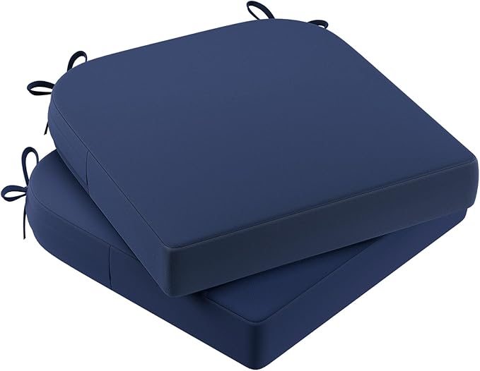 AAAAAcessories Outdoor Seat Cushions for Chairs, Waterproof, Fade-Resistant Patio Furniture Replacement Cushions, 17" x 16" x 2", Set of 2, Navy Blue-VerdiqueGarden