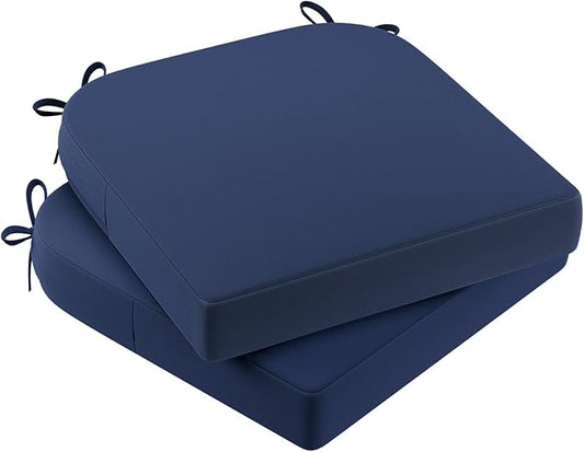 AAAAAcessories Outdoor Seat Cushions for Chairs, Waterproof, Fade-Resistant Patio Furniture Replacement Cushions, 17" x 16" x 2", Set of 2, Navy Blue-VerdiqueGarden