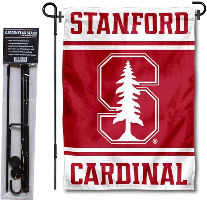 College Flags & Banners Co. Stanford Cardinal Garden Flag with Stand Holder-VerdiqueGarden