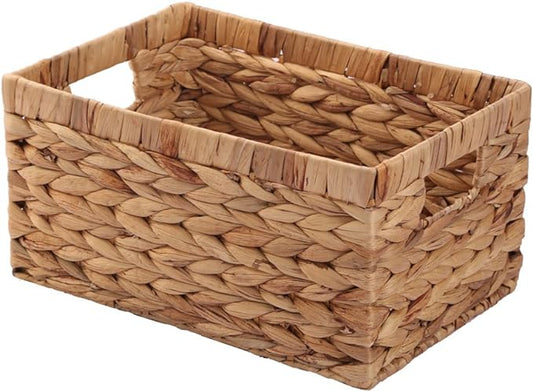 Storage Container, Natural Water Hyacinth Storage Bins Rectangular Basket,Arts and Crafts.-VerdiqueGarden
