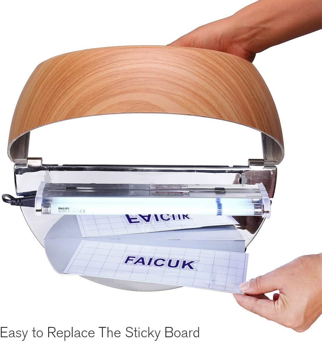 Faicuk WS108 Wall Sconce Fly Light Trap for Capturing Flies, Moths, Gnats, Mosquitos and Other Flying Insects - 13"x7.5"x5.5"(Wood Grain)-VerdiqueGarden