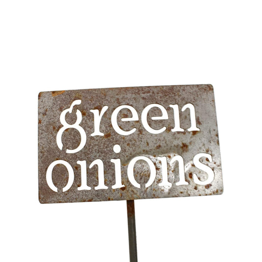 Classic Metal Garden Markers 19 Inches Tall (green onions, Naturally Rusted)-VerdiqueGarden
