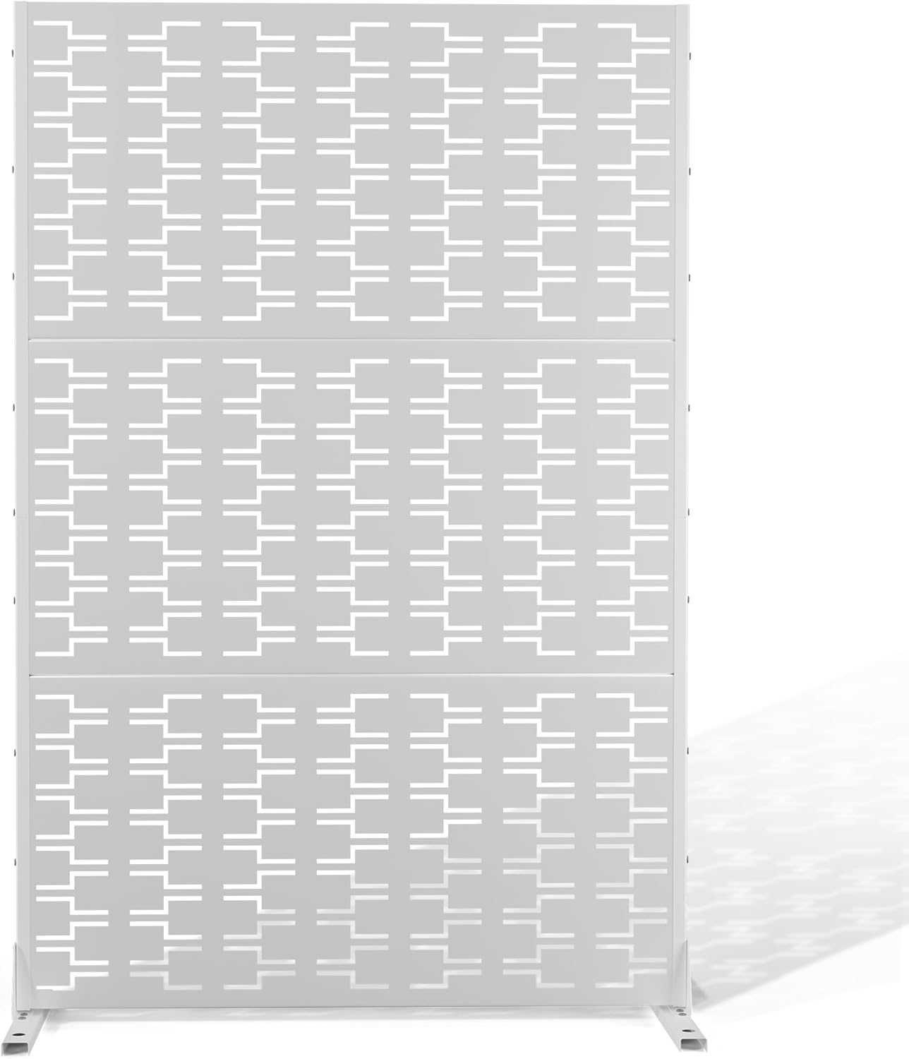 Metal Privacy Screen Outdoor 72" H×47" W,Freestanding Decorative Privacy Screen for Balcony Yard&Garden,Privacy Fence-White&Brick-VerdiqueGarden