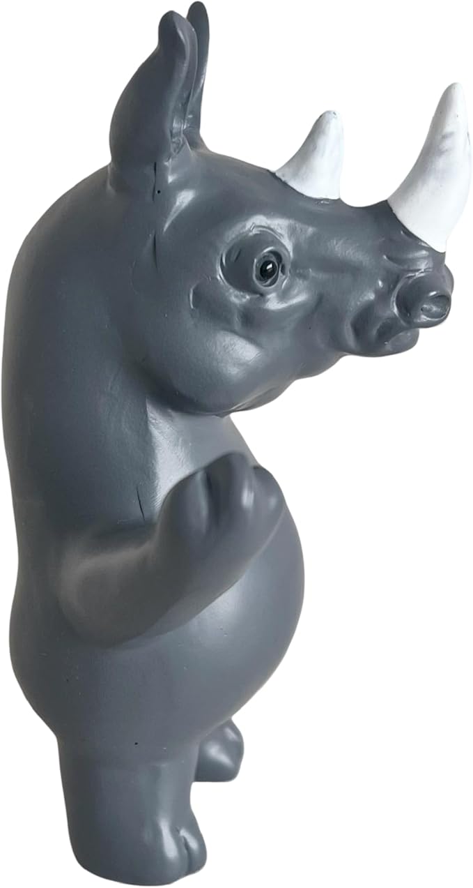Jxueych Rebellious Rhino Figurine, Miniature Resin Rhino Standing 4 Inch, Adorable Mini Rhino - The Perfect Blend of Power and Charm for Your Home Decor!-VerdiqueGarden