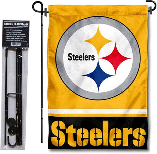 WinCraft Pittsburgh Steelers Gold Garden Flag with Stand Holder-VerdiqueGarden