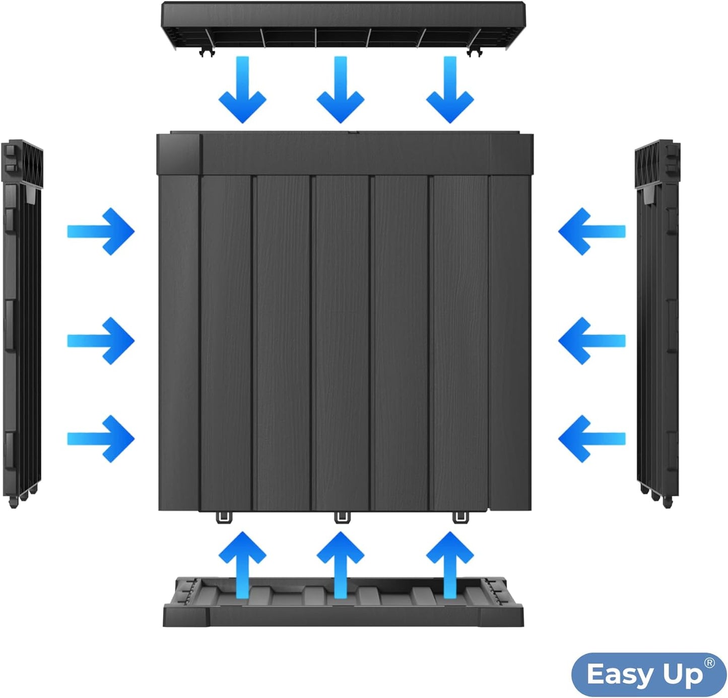 50 Gallon Double-Wall Resin Deck Box - Lockable Waterproof Outdoor Storage Box, 515bs Capacity & Doubles as Seating for Patio Furniture - Garden Tools, Pool Accessories (Black)-VerdiqueGarden