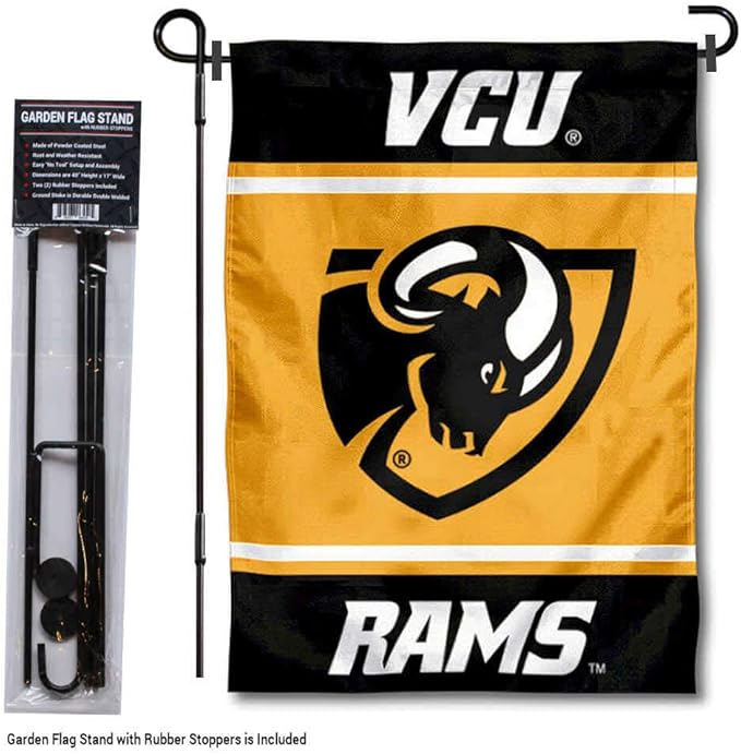 Virginia Commonwealth Rams Garden Flag with Stand Holder-VerdiqueGarden
