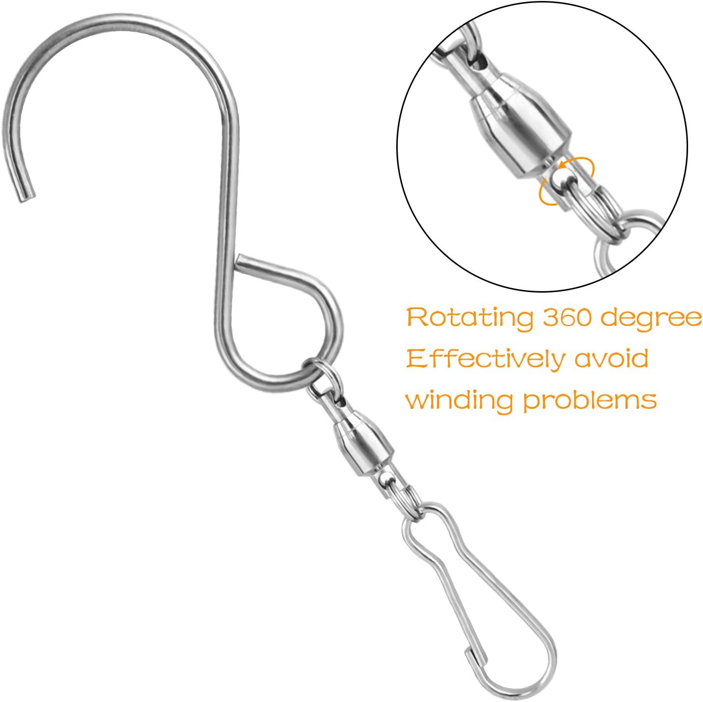 KUUQA 20 Pack Swivel Hooks Clips Wind Spinner S Hook Clips Hanging Wind Chimes Crystal Twisters Party Supplies (Silver)-VerdiqueGarden