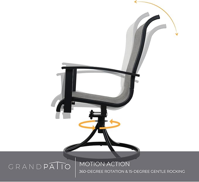 Grand patio Outdoor Swivel Dining Chairs 4-Piece Patio Dining Chairs Set Mesh Sling Patio High Back Swivel Rockers, Mixed Coffee-VerdiqueGarden