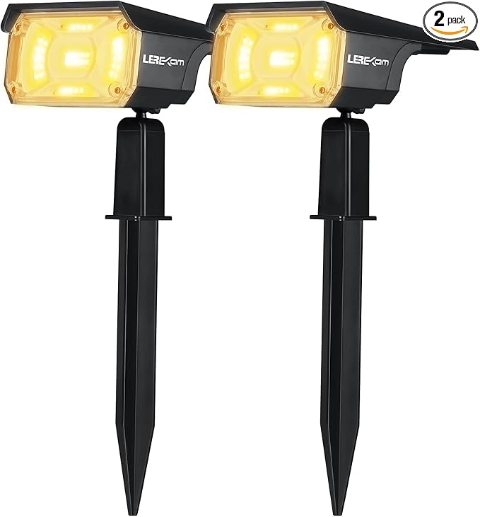 40 LEDs Spotlights,IP65 Waterproof Solar Powered Landscape Spotlights 2-in-1 Wall Light, Outdoor Landscaping Lights Auto On/Off for Yard Garden 2Pack Warm-White-VerdiqueGarden