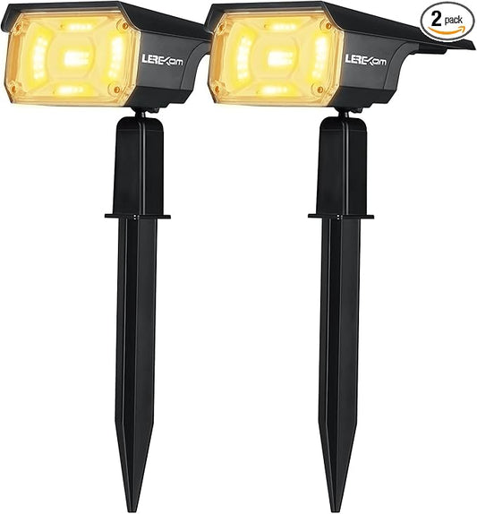 40 LEDs Spotlights,IP65 Waterproof Solar Powered Landscape Spotlights 2-in-1 Wall Light, Outdoor Landscaping Lights Auto On/Off for Yard Garden 2Pack Warm-White-VerdiqueGarden