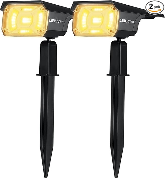 40 LEDs Spotlights,IP65 Waterproof Solar Powered Landscape Spotlights 2-in-1 Wall Light, Outdoor Landscaping Lights Auto On/Off for Yard Garden 2Pack Warm-White-VerdiqueGarden