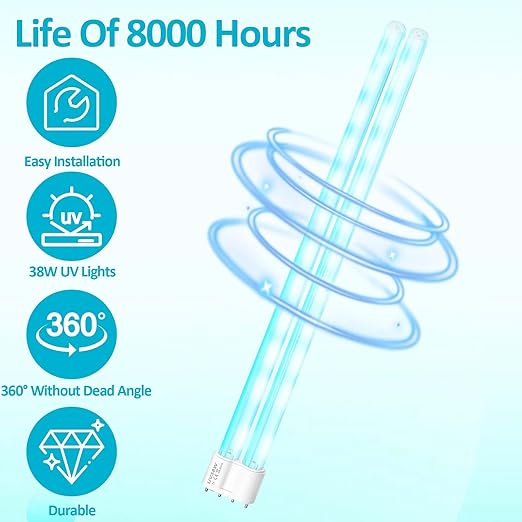 UV Light Sanitizer Replacement Light Bulb with Ozone,38W UV Light Bulb,UVC Home Disinfection Device Light Bulb,1 Count-VerdiqueGarden