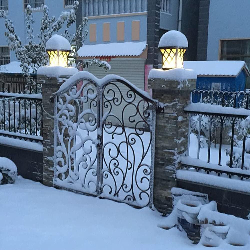 Outdoor Column Lights, 24.4″ Modern Column Lamp IP54 Waterproof Glass Post Light Outdoor E26 Aluminum Fence Post Light Fixtures for Villa Garden Park Lighting Black Pillar Lights-VerdiqueGarden