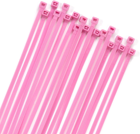 XINGO 100PCS Cable Zip Ties Heavy Duty, Premium Nylon Plastic Wire Ties with 50 Pounds Tensile Strength, Self-Locking Black Nylon Zip Ties for Indoor and Outdoor (16 inch, Pink)-VerdiqueGarden