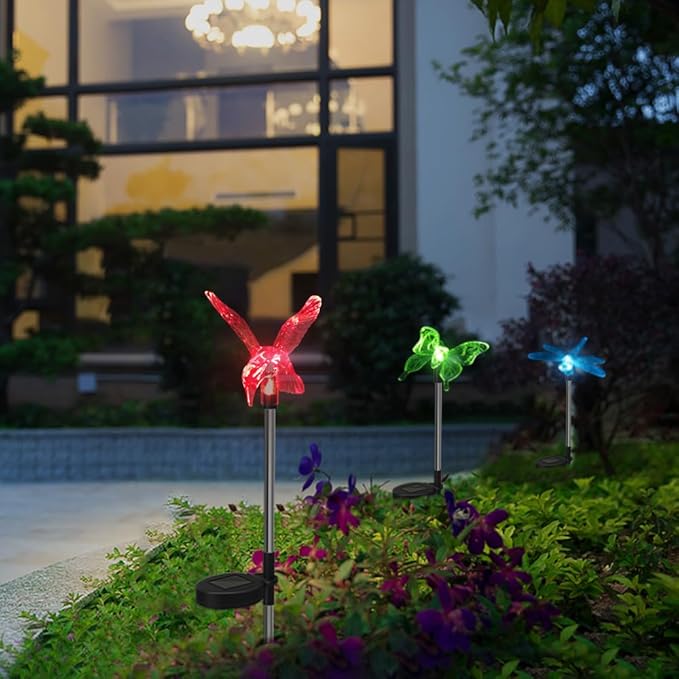 Anordsem Solar Lights Outdoor Decorations: Garden Stake Light Waterproof for Yard Decor Outside - LED Dragonfly Hummingbird Butterfly Lamp for Patio Pathway Home-VerdiqueGarden