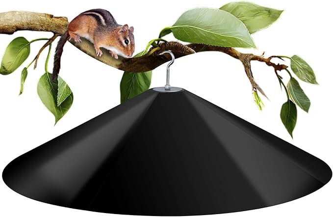 24-inch Large Squirrel Proof Bird Feeders for Outside Hanging,Outdoor Squirrel Baffles for Bird Feeders Pole, Bird House Guard for Outdoor Shepherd’s Hook, Black Color-VerdiqueGarden