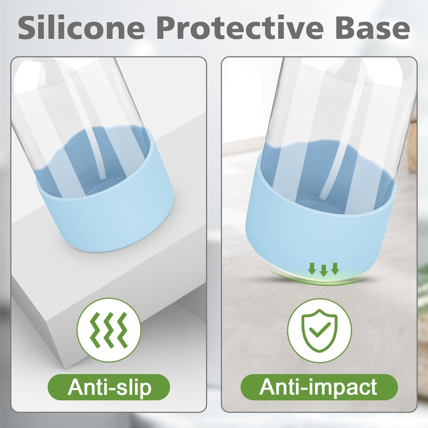 Glass Spray Bottles with Silicone Sleeve Protection, Empty 16 oz Refillable Containers, Reusable Spray Bottles with Adjustable Nozzle for Hair, Cleaning Solutions, 3 Pack Grey&Blue&Pink-VerdiqueGarden