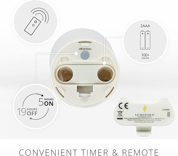 Luminara Outdoor Votive Flameless LED Candle, Pearl Ivory 2" x 3.2", Moving Flame Battery Operated Timer Remote Ready IPX4 Matte Plastic Finish-VerdiqueGarden