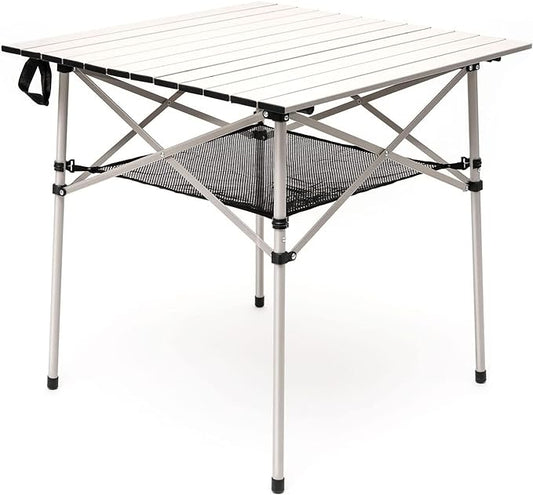 SUNNYFEEL Outdoor Folding Table | Lightweight Compact Aluminum Camping Table, Roll Up Top 4 People Portable Camp Square Tables with Carry Bag for Picnic/Cooking/Beach/Travel/BBQ-VerdiqueGarden