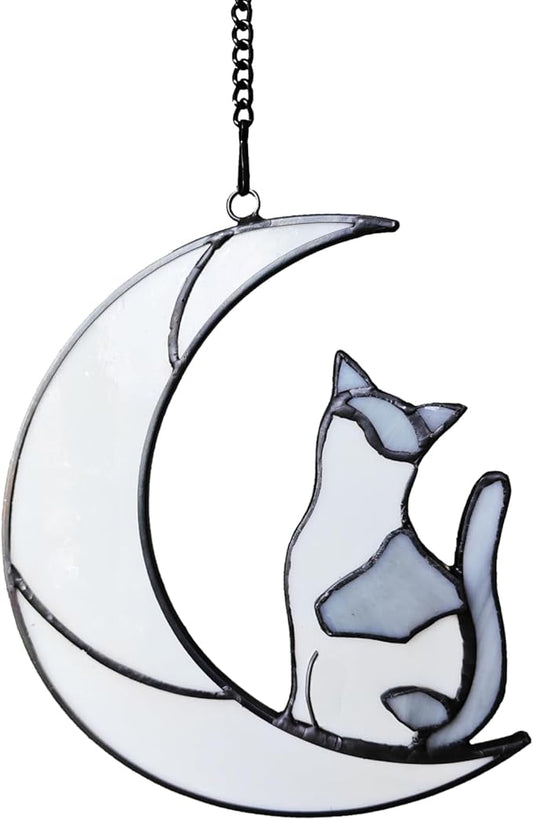 Gray and White Cat Memorial Gifts Loss of Cat British Shorthair Stained Glass Cat Suncatcher Cat Died Sympathy Gifts for Cat Lovers Cat Loss Sympathy Gift-VerdiqueGarden