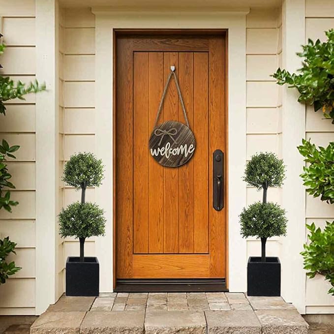 Artificial Topiary Trees Outdoor Boxwood Double Ball 40''T Potted Plants Home Decor 2 Pack-VerdiqueGarden