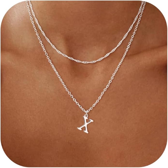 14K Gold Plated Initial Necklaces for Women Dainty Layered Letter Pendant Necklace Cute Choker Necklace Gift Trendy Stuff Personalized Jewelry Stack for Women Her