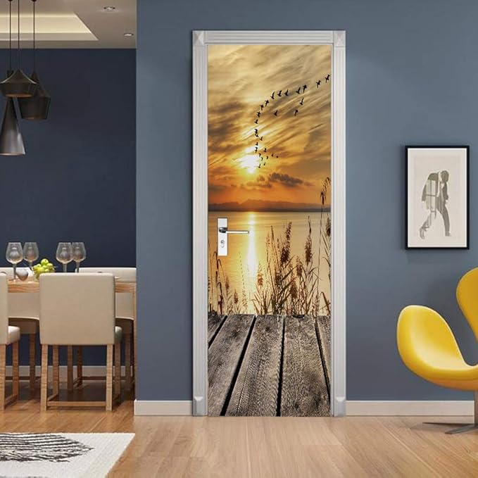3D Door Stickers Murals Peel and Stick - PIER - Door Wallpaper Self-Adhesive Door Decals Removable PVC Waterproof Door Poster for Bedroom Living Room Door 35.4" x 78.7"-VerdiqueGarden
