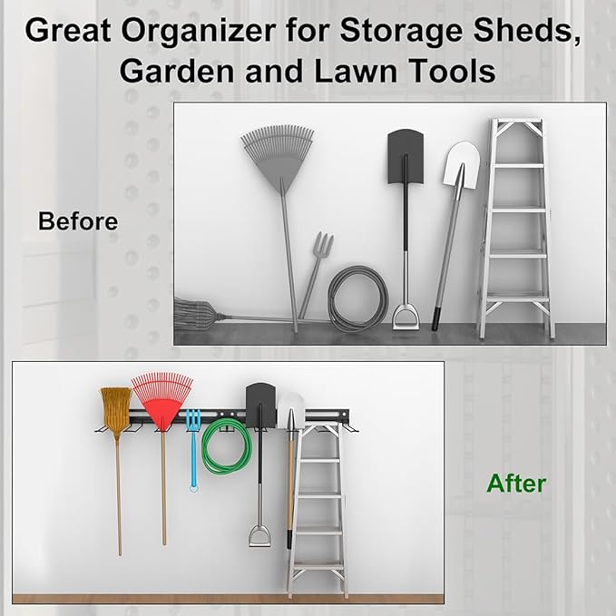 Garage Wall-Mounted Rack, Tool Storage Rack, Shed Shelf, Garden Tool Rack, Hanging Storage Rack for Yard Tools, for Suncast Shed Accessories (2-Pack)-VerdiqueGarden
