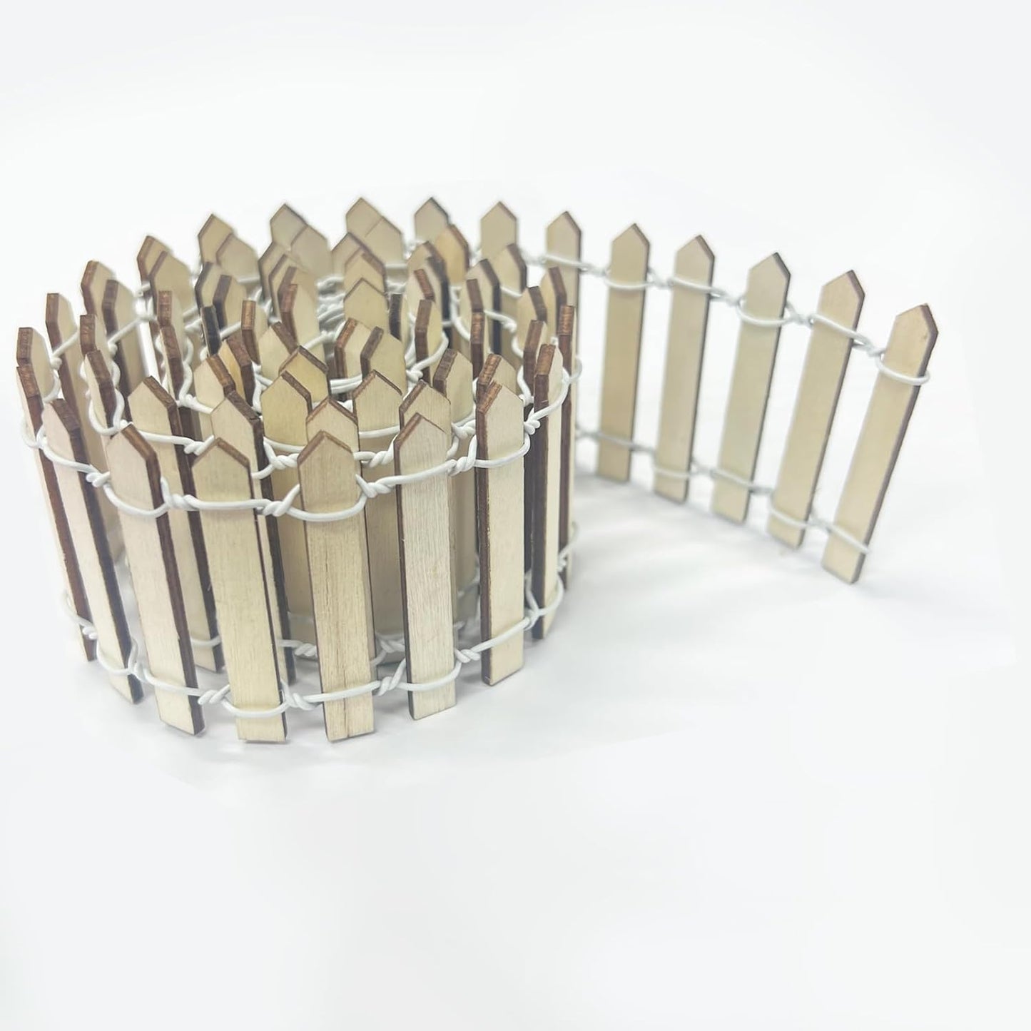 35 Inches Mini Fairy Garden Fence DIY Small Wood Decorative Picket Fence Micro Landscape Miniature Ornaments for Dollhouse, Crafts, Diorama Project, Plant Pot (Nature Wood-Brown Edge)-VerdiqueGarden