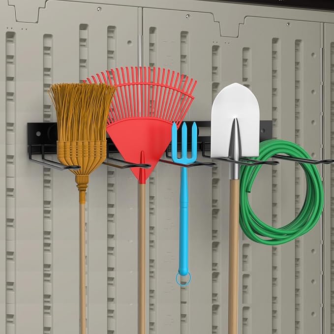 Garage Wall-Mounted Rack, Tool Storage Rack, Shed Shelf, Garden Tool Rack, Hanging Storage Rack for Yard Tools, for Suncast Shed Accessories (2-Pack)-VerdiqueGarden