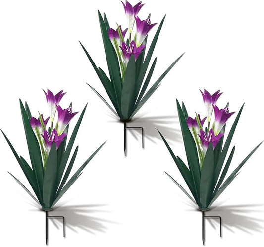 Homight Metal Agave Plant Outdoor Decoration Outdoor Garden Decoration Lily Mexican Yard Art Plant Garden Agave Lily Decorative Garden Gift (3 Big Purple Lilies), HM-390-345-VerdiqueGarden