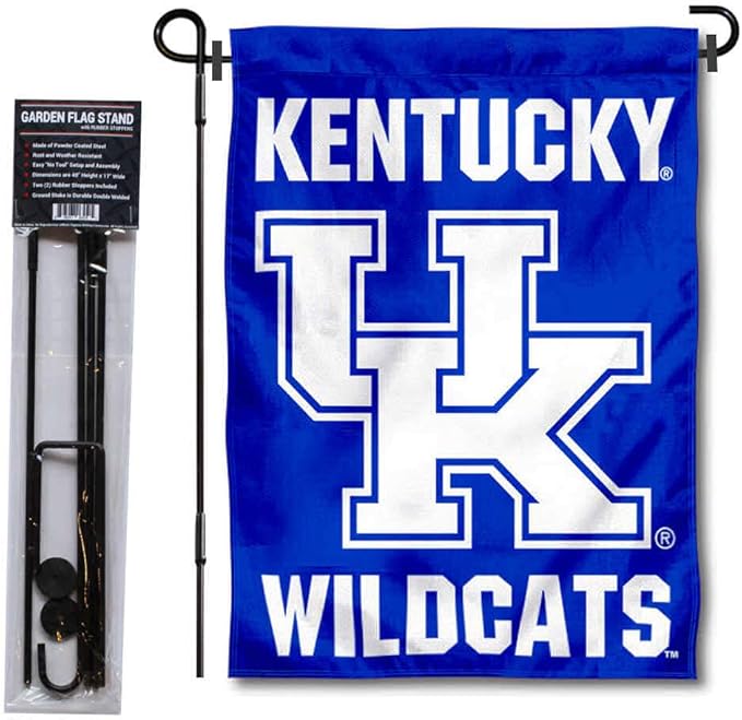 College Flags & Banners Co. Kentucky Wildcats Garden Flag with Pole Stand Holder-VerdiqueGarden