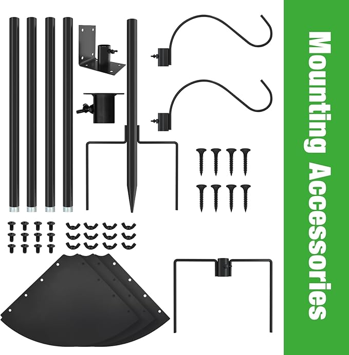 ERYTLLY Bird House Pole 80 Inch Bird Feeder Pole with Squirrel Baffle and 2 Hooks - Heavy Duty Bluebird Feeder Support Rod Stand Set for Outside, Yard, Garden-VerdiqueGarden