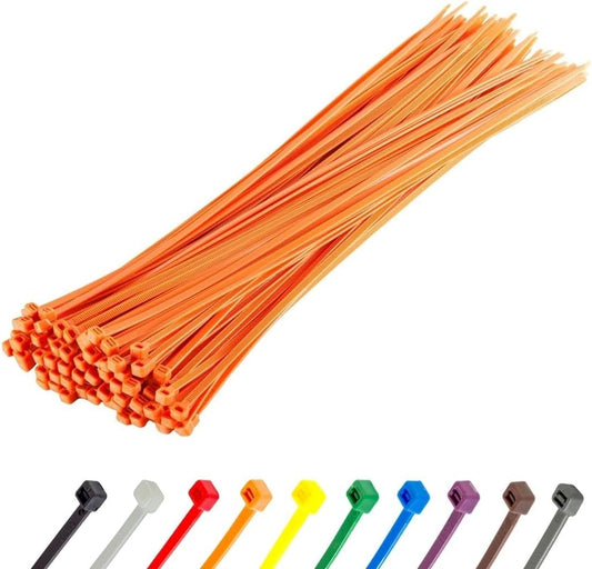 GTSE 14 Inch Orange Zip Ties, 100 Pack, 50lb Strength, UV Resistant Long Nylon Cable Ties, Self-Locking 14" Tie Wraps-VerdiqueGarden