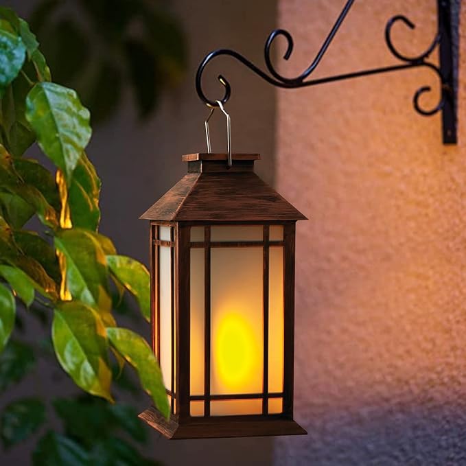 2-Pack 13" Vintage Candle Lantern with Led Flameless Candle (6hr Timer) - IP65 Waterproof Battery Powered - Outdoor Patio Hanging Lanterns Decorative Tabletop Lanterns-VerdiqueGarden
