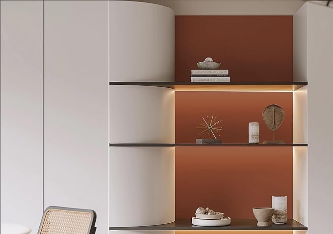 Dimoon 236''x17.7'' Orange Peel and Stick Wallpaper Contact Paper Modern Self Adhesive Wall Paper Removable Renter Friendly Textured Solid Color Shelf Cabinet Vinyl Roll (236''x17.7'',Vermilion)-VerdiqueGarden