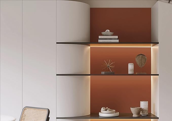 Dimoon 118''x17.7'' Orange Peel and Stick Wallpaper Contact Paper Modern Self Adhesive Wall Paper Removable Renter Friendly Textured Solid Color Shelf Cabinet Vinyl Roll (118''x17.7'',Vermilion)-VerdiqueGarden