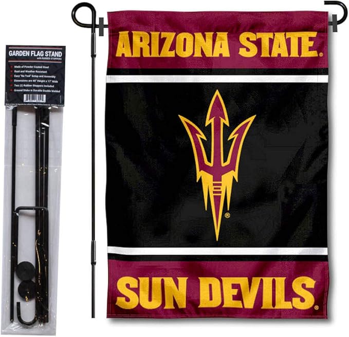 College Flags & Banners Co. Arizona State Sun Devils Garden Flag with Stand Holder-VerdiqueGarden
