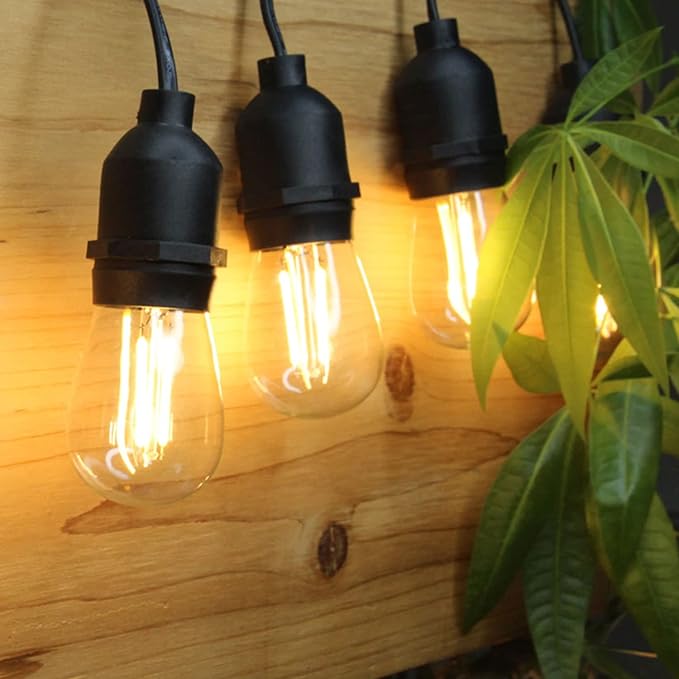 BRIMAX 2w S14 Led Edison Light Bulbs Outdoor 11w Incandescent Filament Bulb Replacement 2700K Bright Warm White Dimmable, E26 Base Durable Led Bulb for Outdoor Patio String Light,15pack-VerdiqueGarden